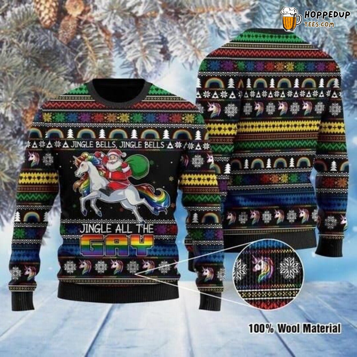 Jingle All The Gay Ugly Christmas Sweater Knitted Festive Holiday Wear