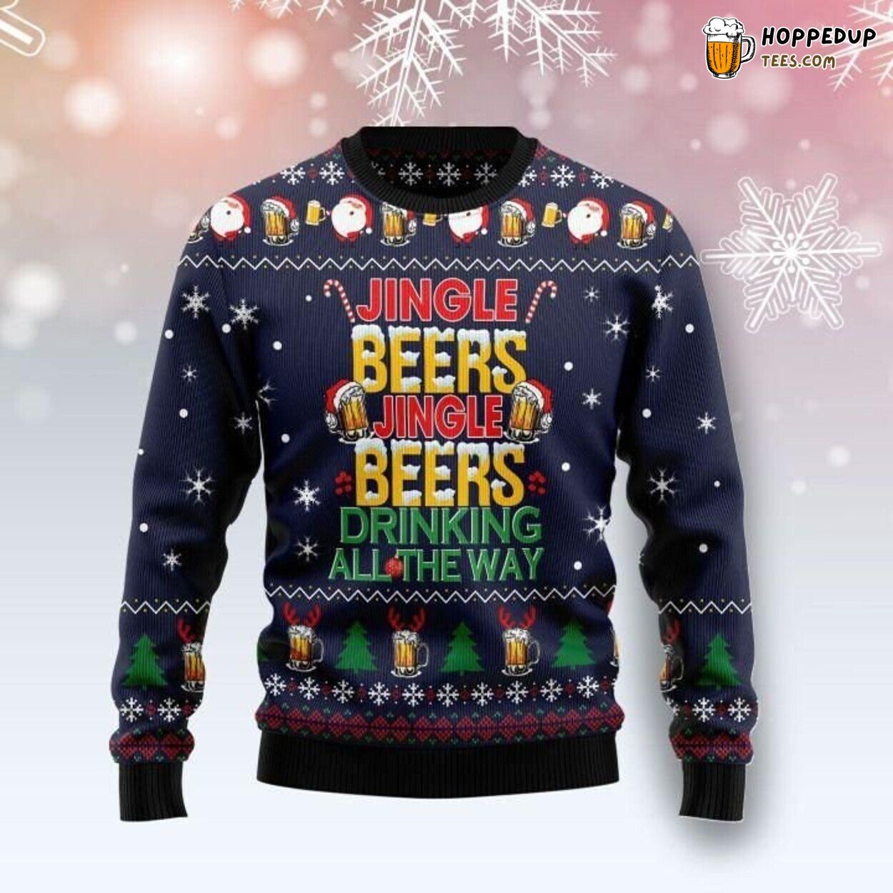 Jingle Beers Beer Lovers Ugly Christmas Sweater Knitted Festive Wear