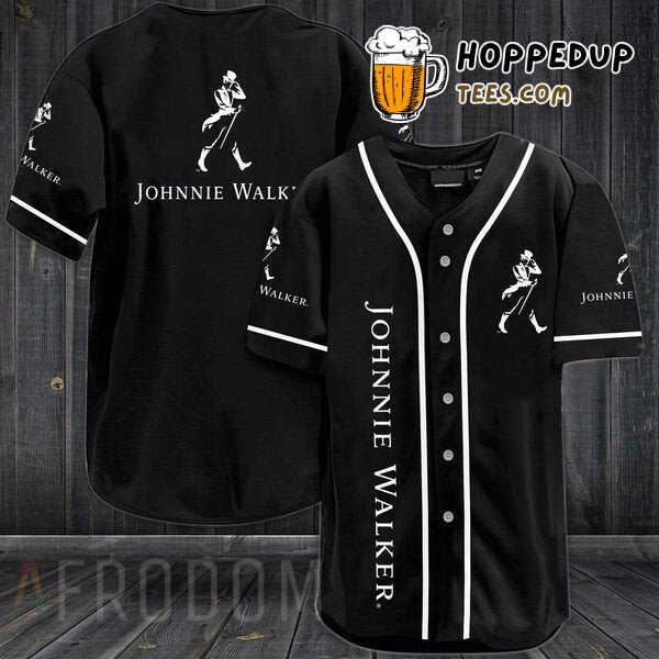 Johnnie Walker Inspired Black Baseball Jersey Distinctive Unique Design Look