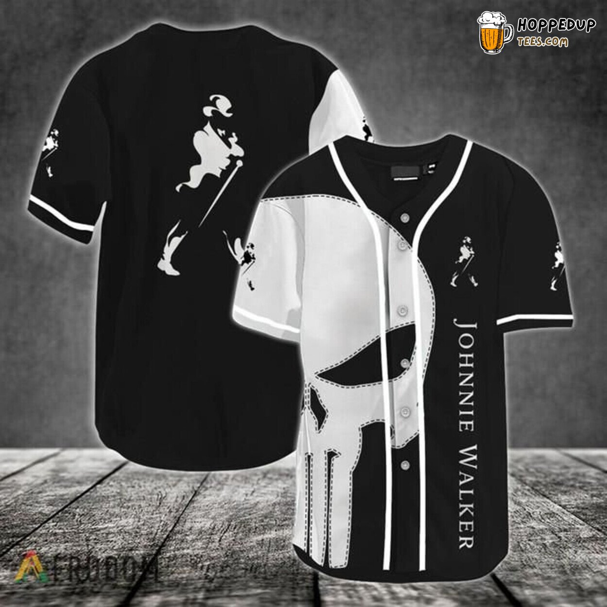 Johnnie Walker Skull White Premium Baseball Jersey Whisky Fans