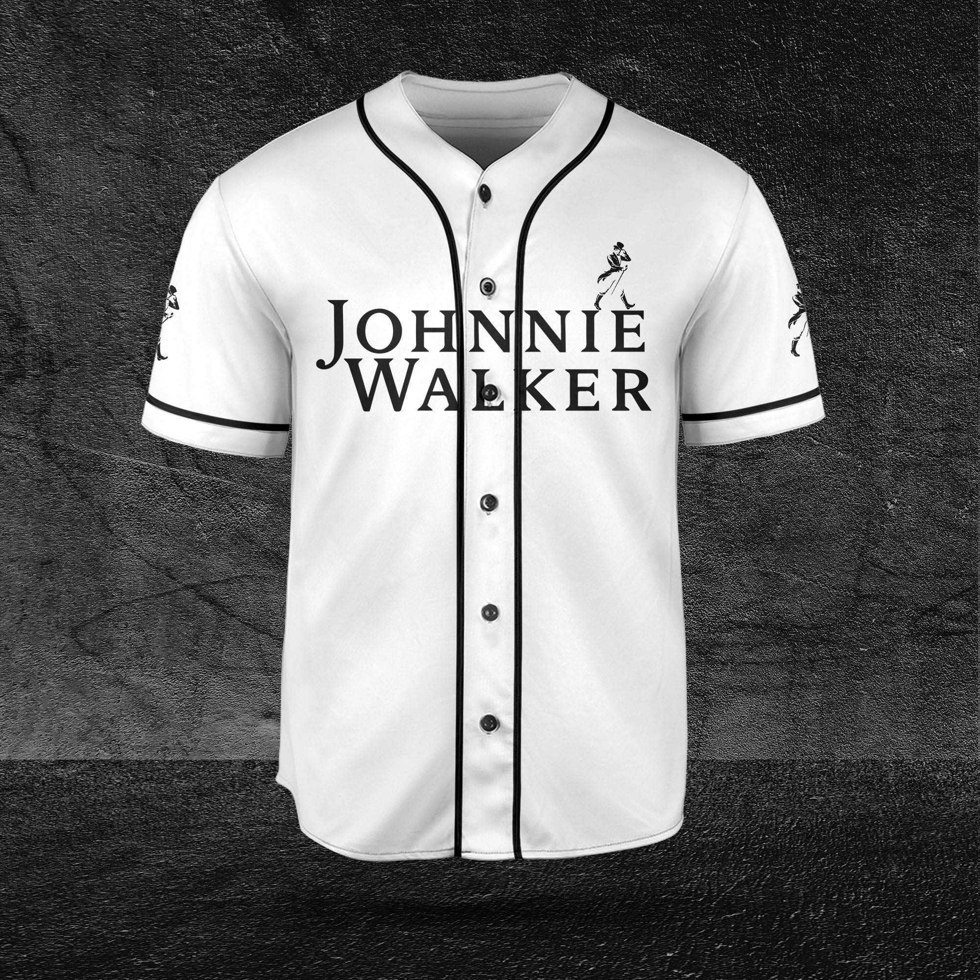 Johnnie Walker White Horizontal Baseball Jersey Beer Lovers HU