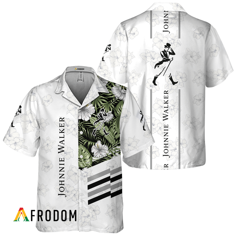 Johnnie Walker White Tropical Flower Hawaiian Shirt HU
