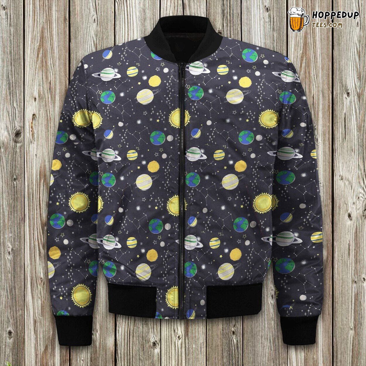 Journey to Cosmos Space Adventure Winter Bomber Jacket Tailored Fit