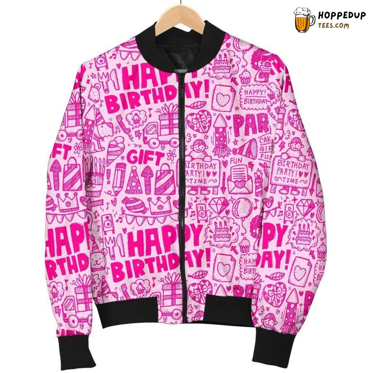 Joy of Birthday Men’s Bomber Jacket Unique Essence Pattern Design Display
