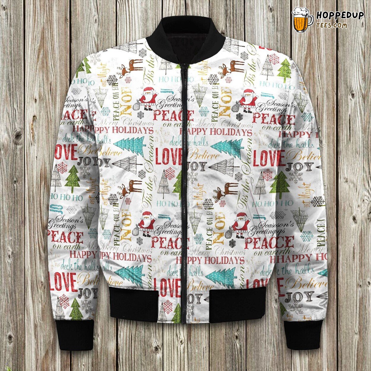 Joyful Christmas Design Winter Bomber Jacket Premium Padded Warmth Ensured