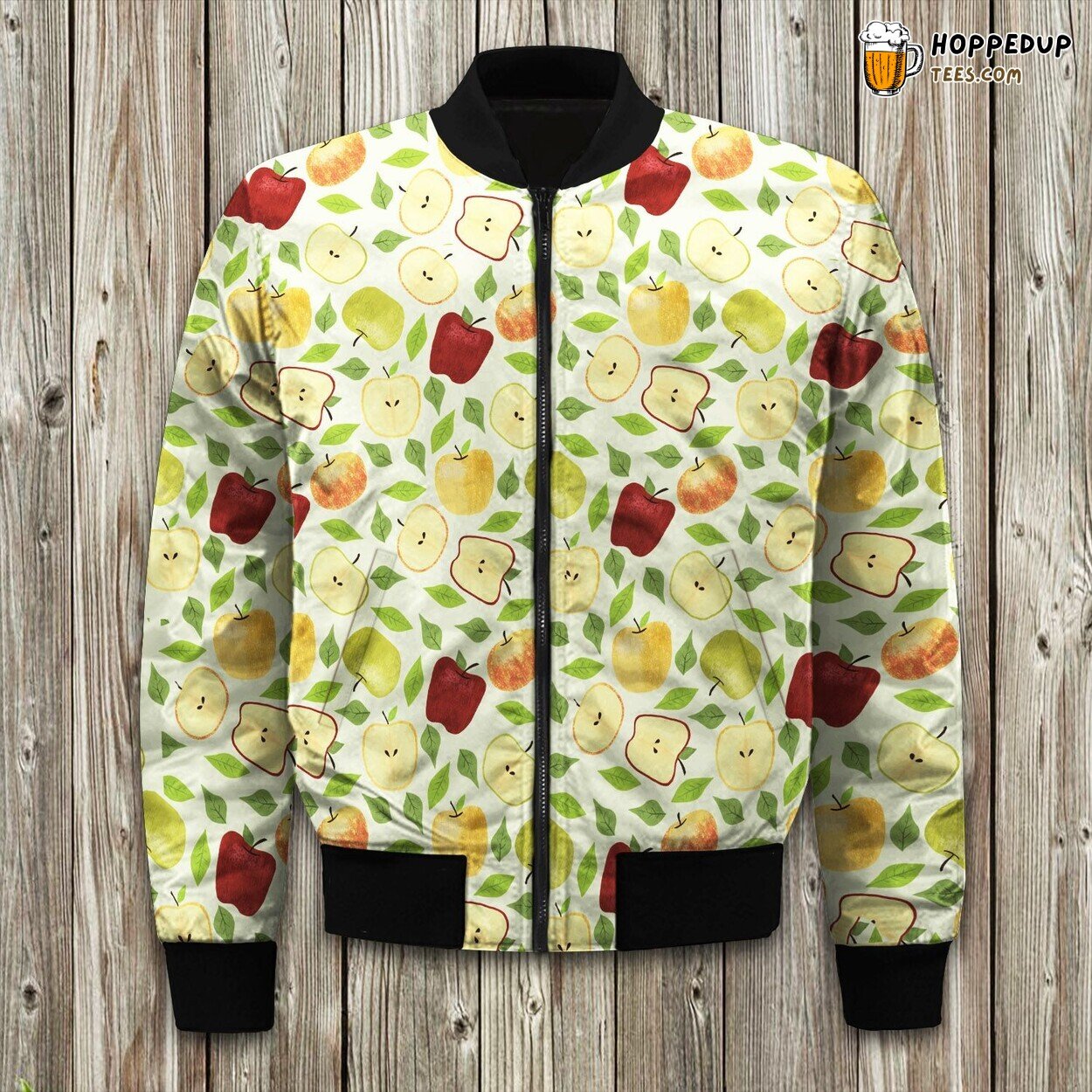 Juicy Apple Red Green Winter Bomber Jacket Fresh Fruit Fashion Touch
