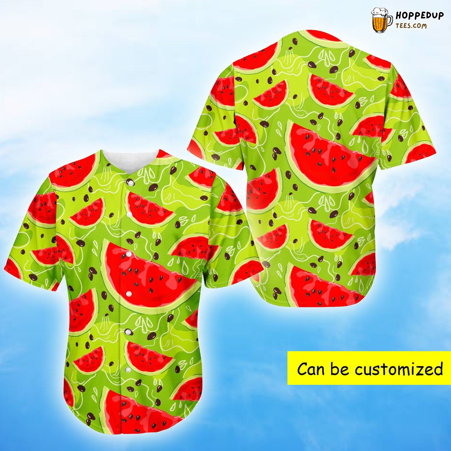 Juicy Watermelon Pattern 3D Print Baseball Jersey Summer Vibe