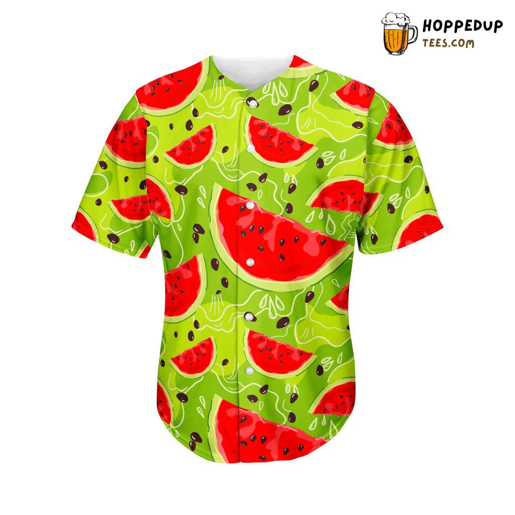 Juicy Watermelon Pattern 3D Print Baseball Jersey Summer Vibe