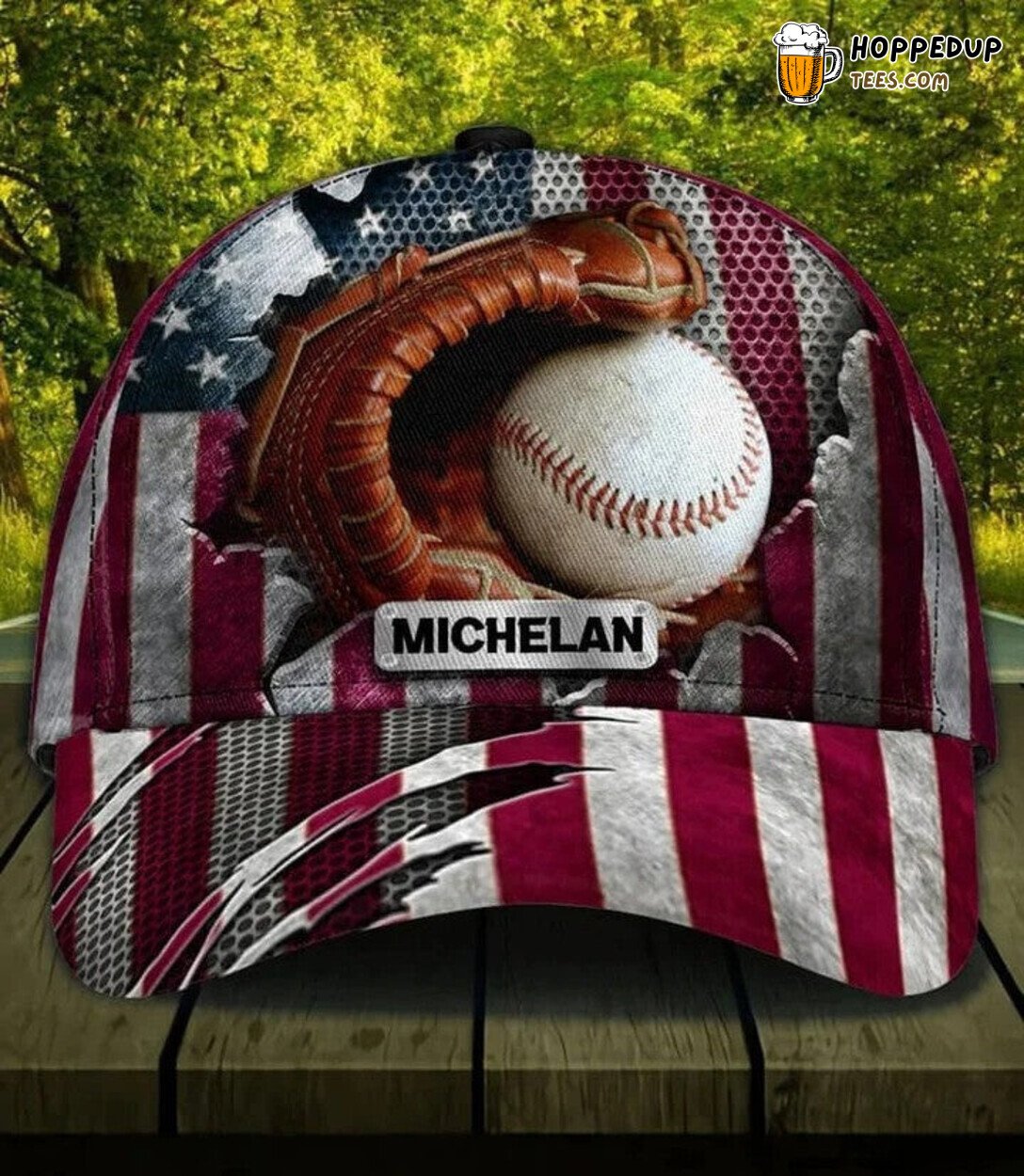 July Personalized Baseball Cap American Flag Baseball Lovers Hat