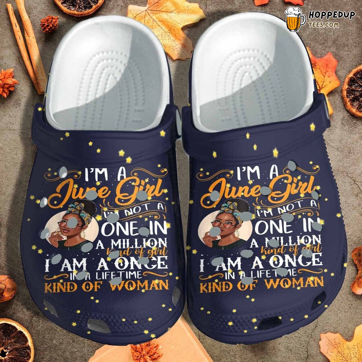 June Girl Gemini Beach Birthday Themed Black Women Clogs Shoes