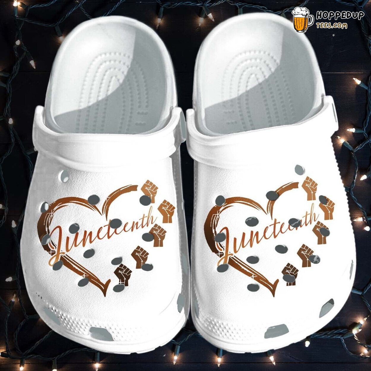 Juneteenth Black Queen Heart Hand Power Custom Comfortable Clogs
