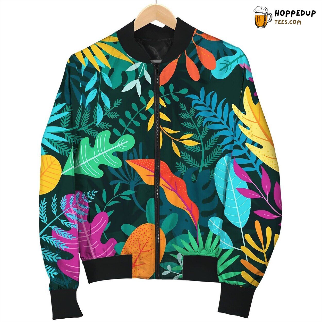Jungle Background With Tropical Palm Leaves Bomber Jacket