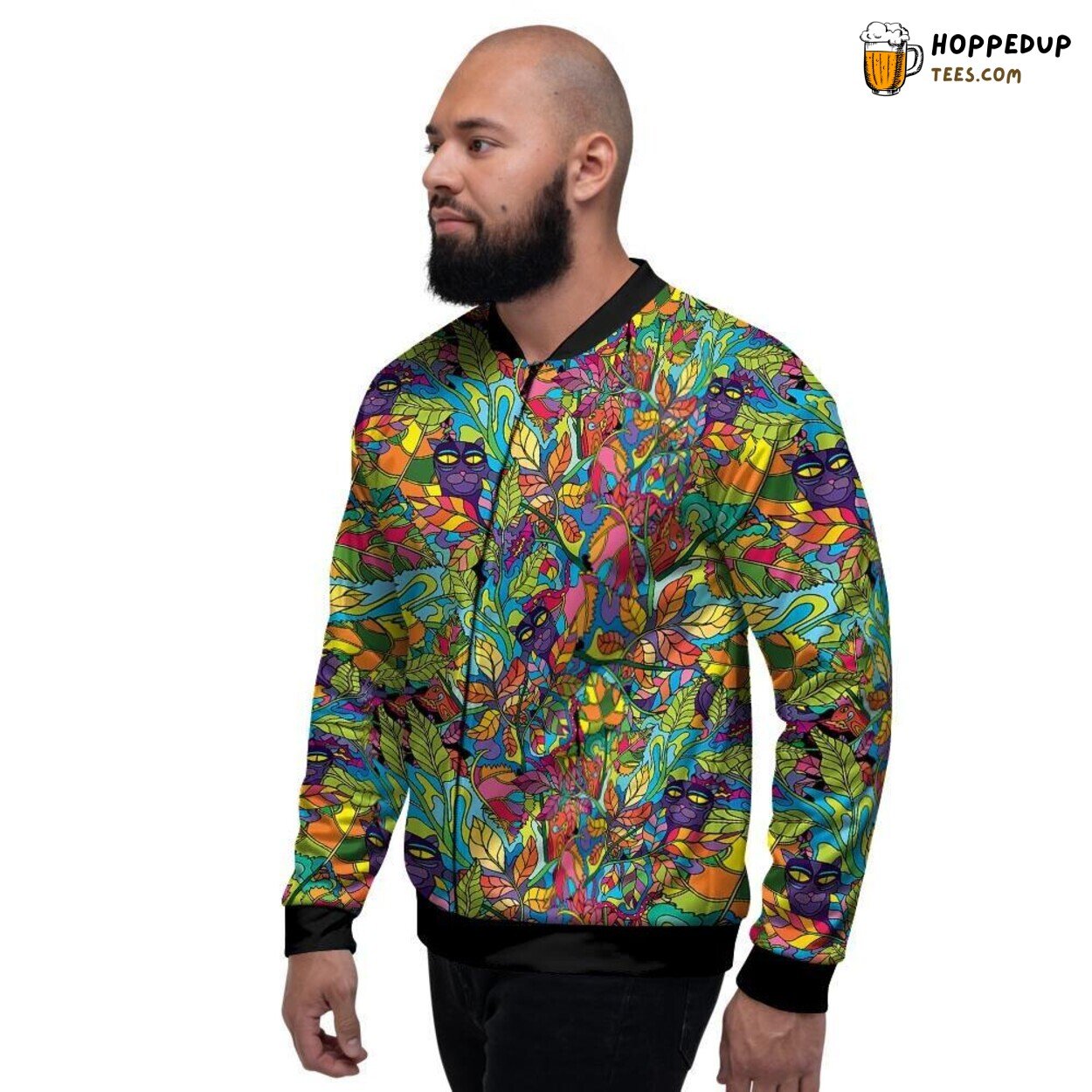 Jungle Forest Floral Psychedelic Men’s Bomber Jacket Lush Artistry Showcase