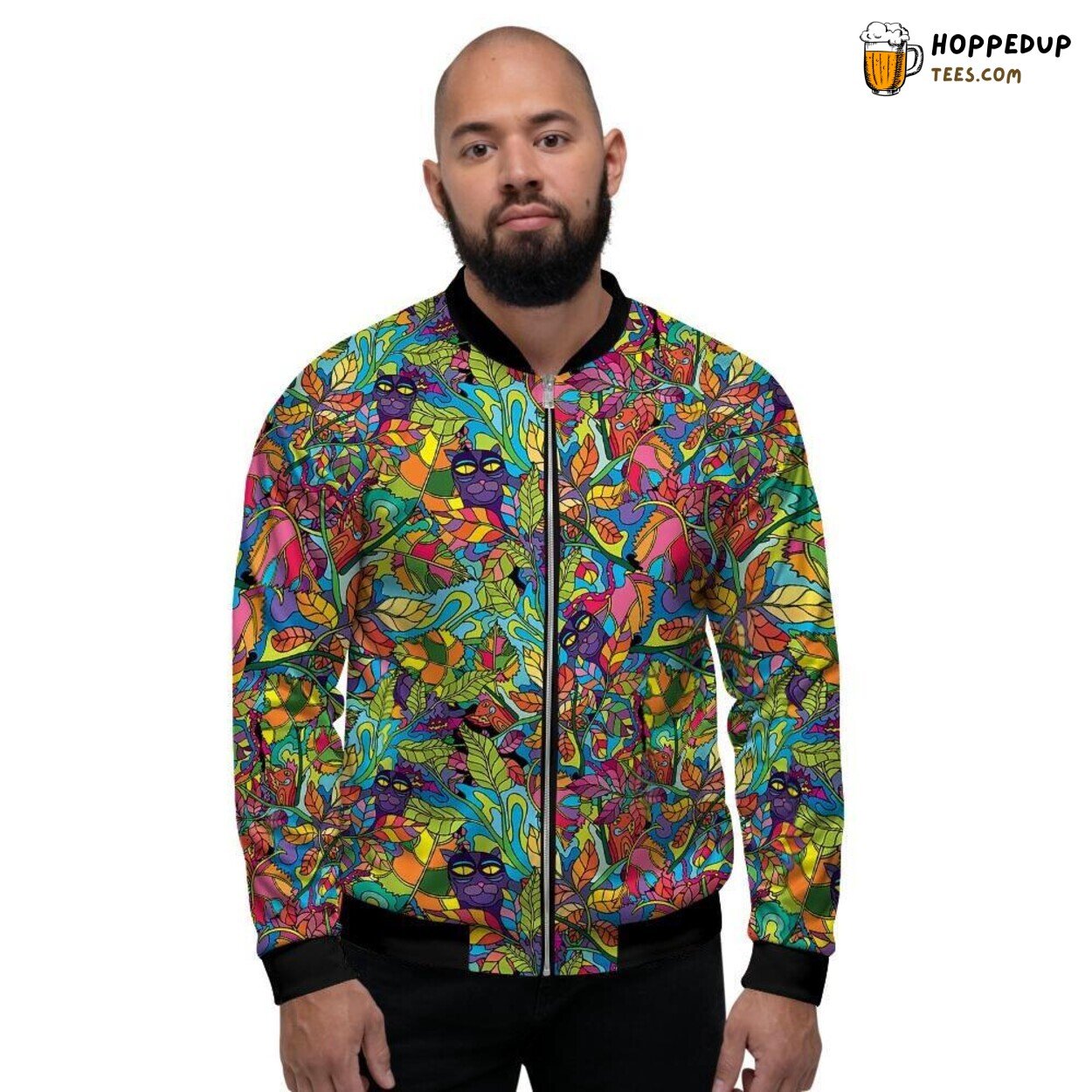 Jungle Forest Floral Psychedelic Men’s Bomber Jacket Lush Artistry Showcase