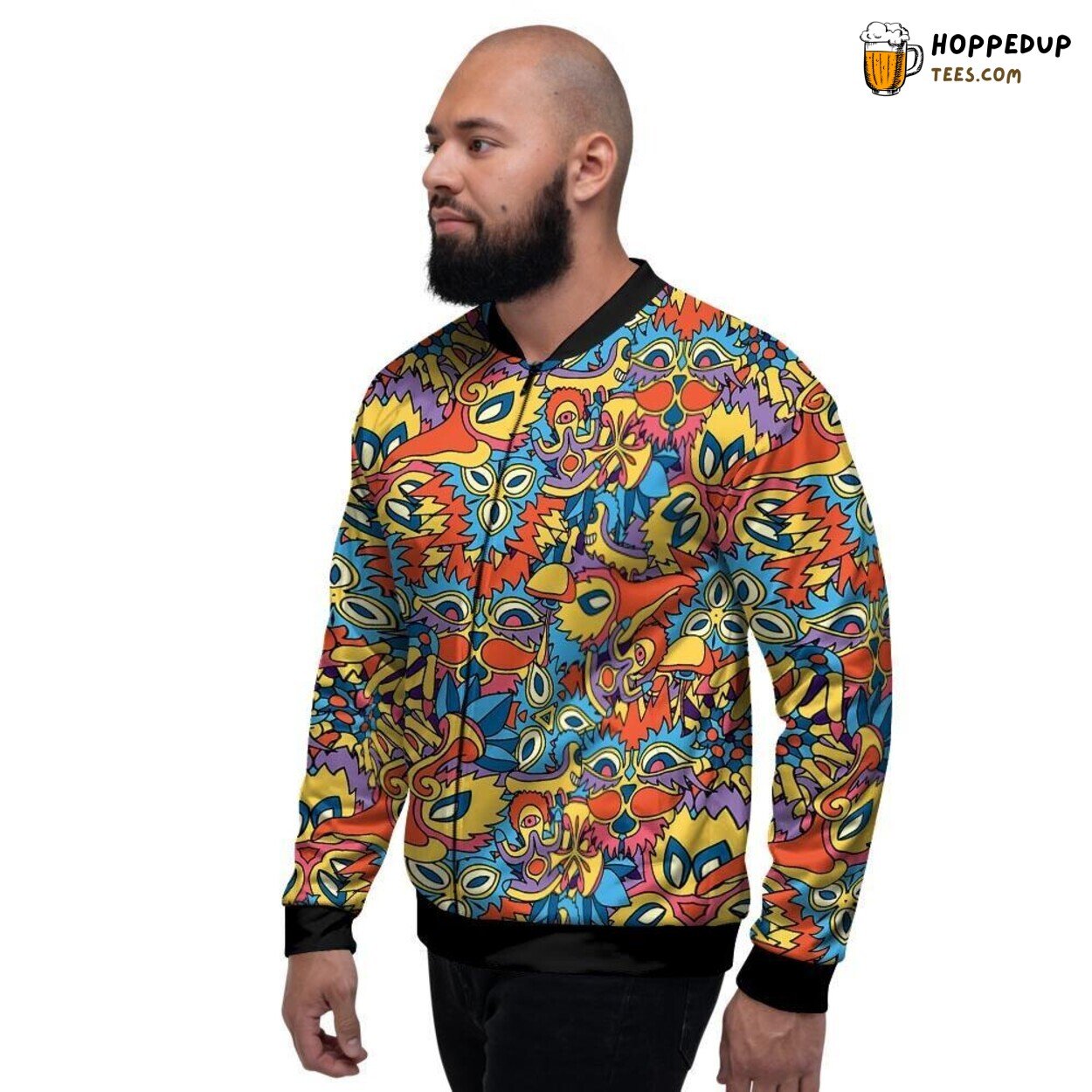 Jungle Vibe Hippie Psychedelic Art Men’s Bomber Jacket Trippy Adventure Display