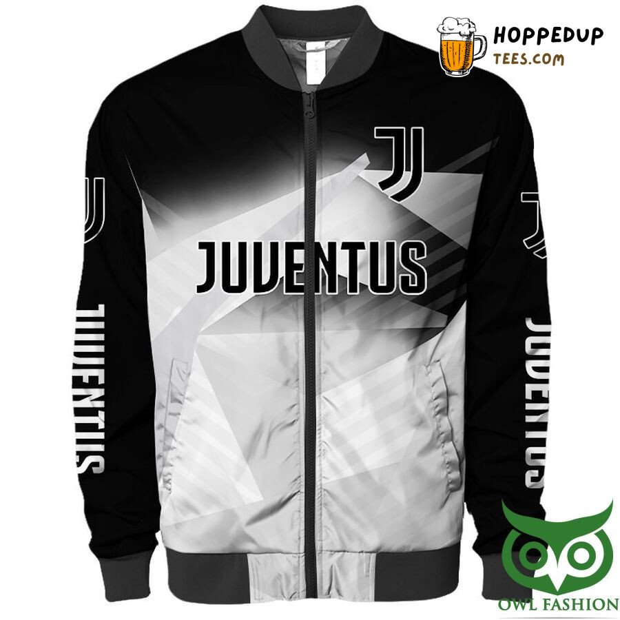 Juventus FC Black Hawaiian Print Football Bomber Jacket Style
