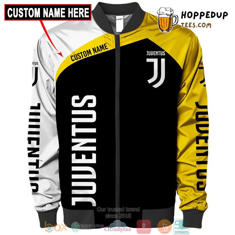Juventus FC Custom Name Black Yellow Bomber Jacket