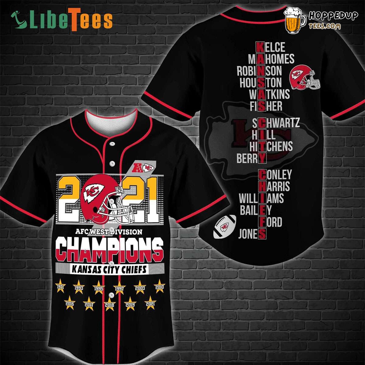 Kansas City Chiefs 2021 AFC West Division Champs Baseball Jersey