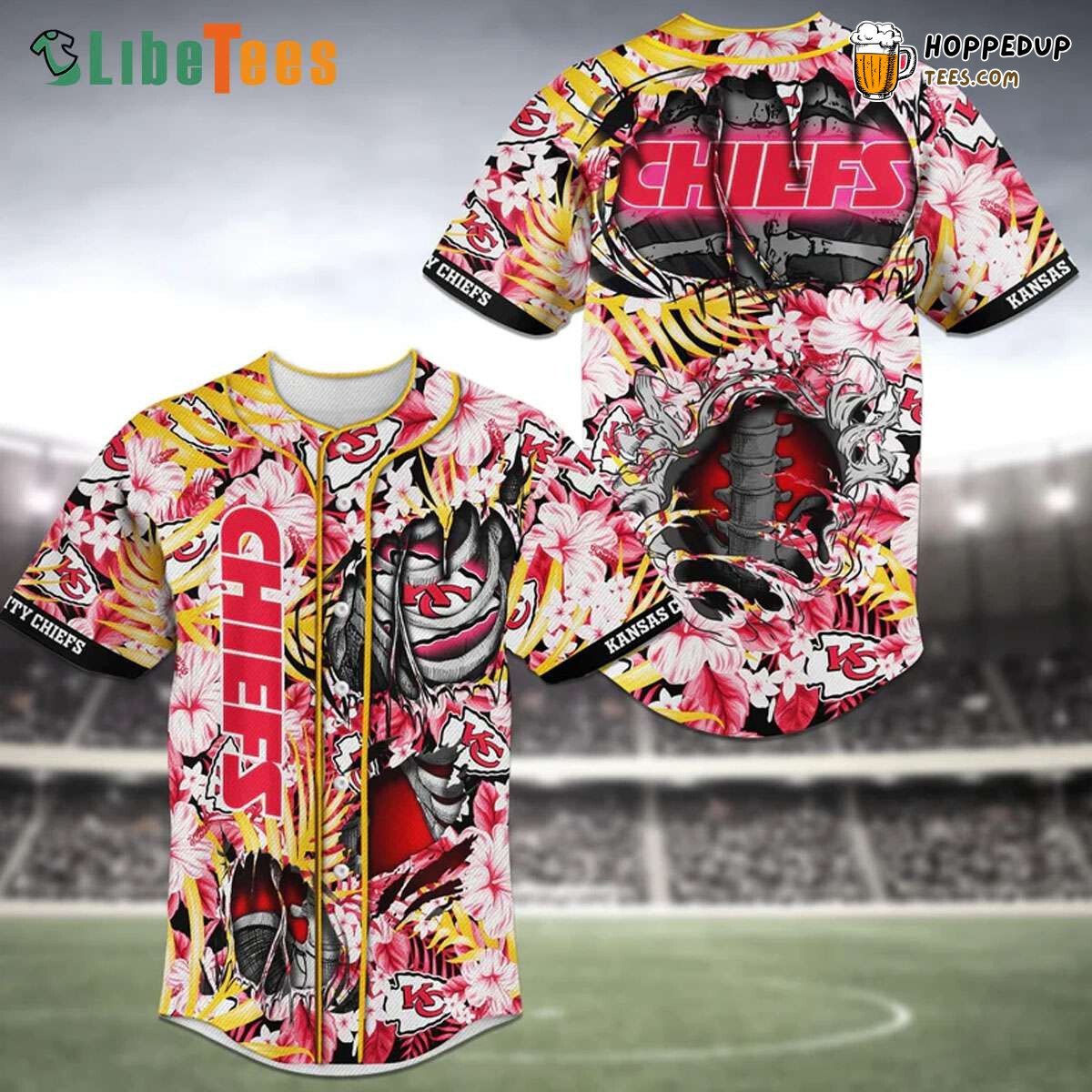 Kansas City Chiefs Baseball Jersey Tropical Flower Perfect Gifts For Your Loved Ones Jersey Shirt