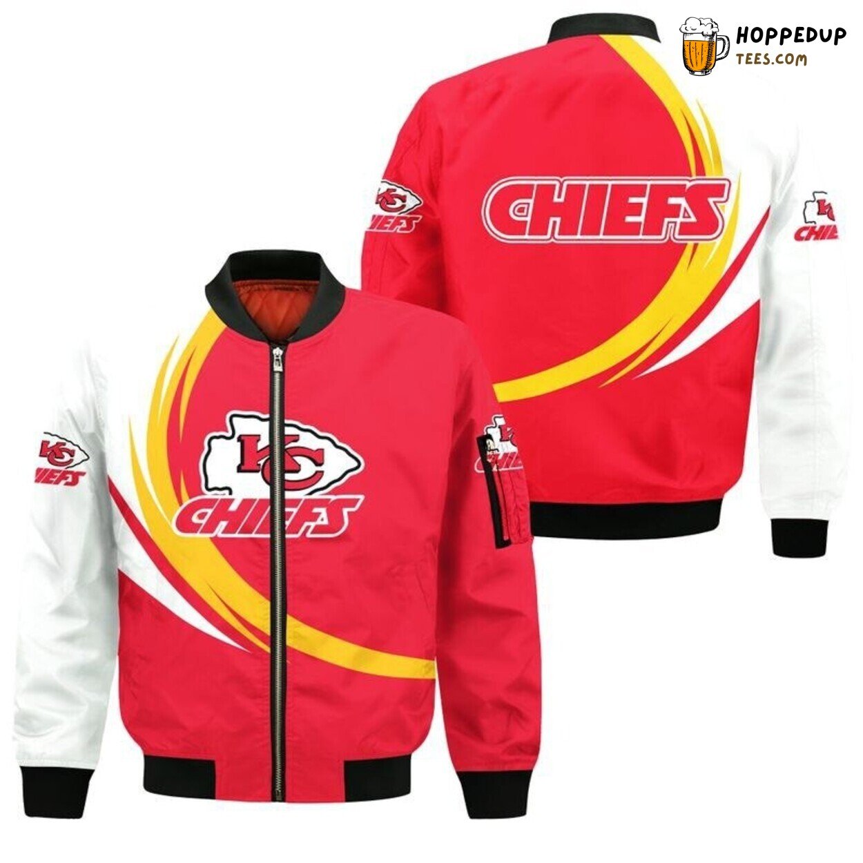 Kansas City Chiefs Bomber Jacket Artful Graphic Curve Display