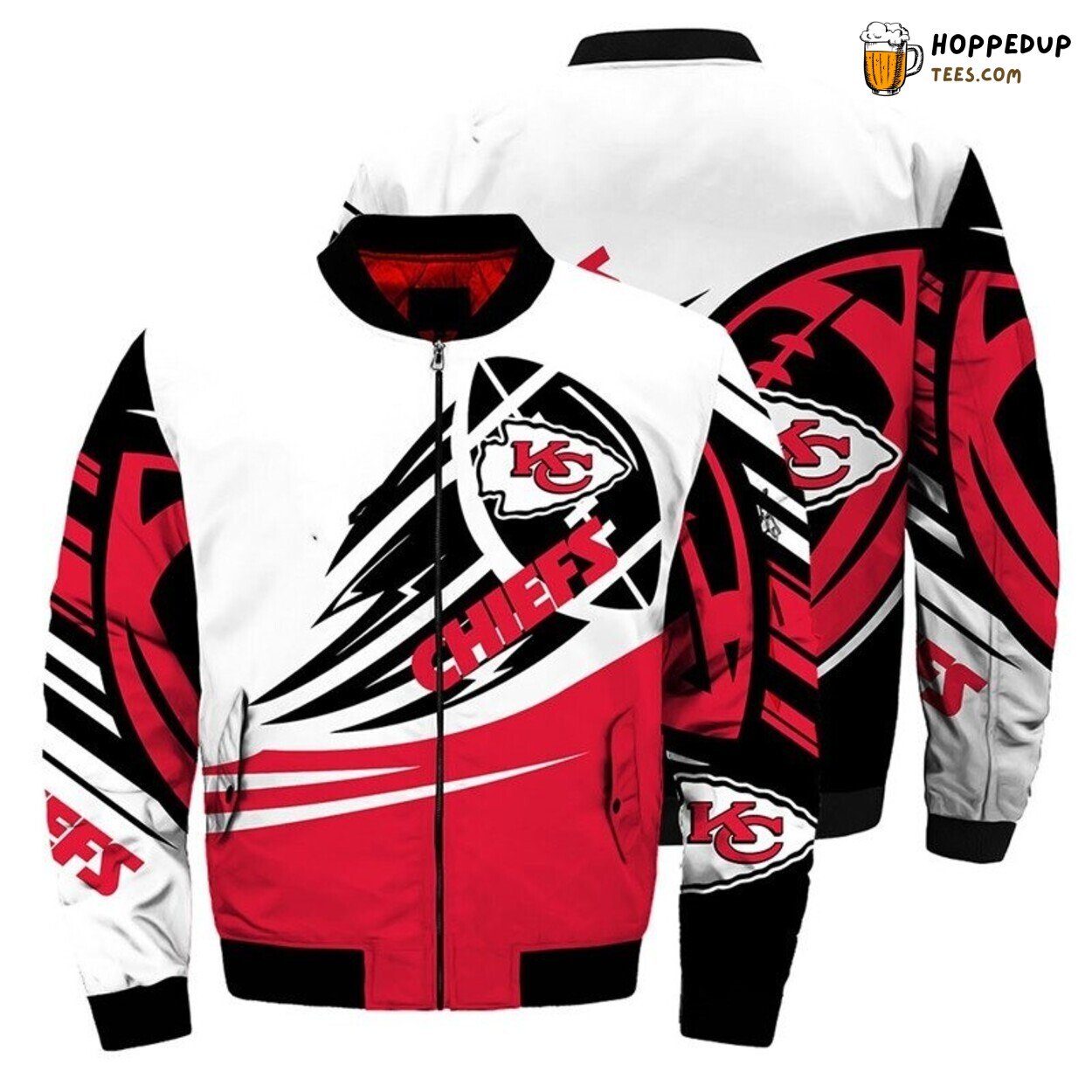 Kansas City Chiefs Bomber Jacket Showcasing Ultra Ball Graphics