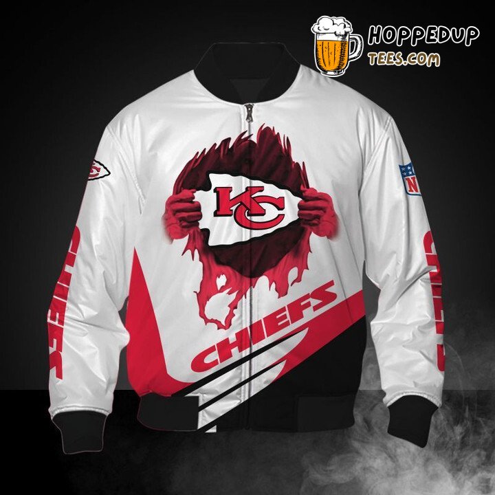 Kansas City Chiefs NFL Classic White Red Bomber Jacket Style