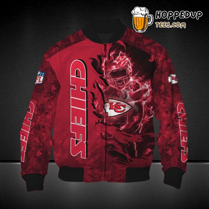 Kansas City Chiefs NFL Red Camo Commanding Bomber Jacket Look