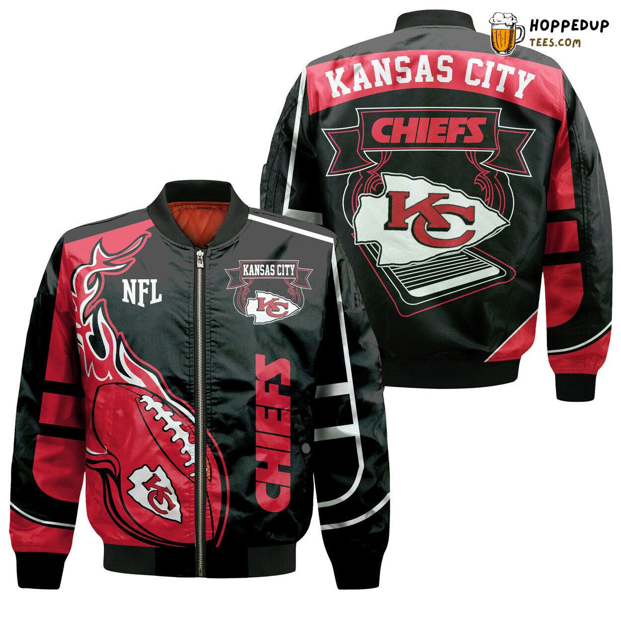 Kansas City Chiefs NFL Sleek Black Red Bomber Jacket Edition