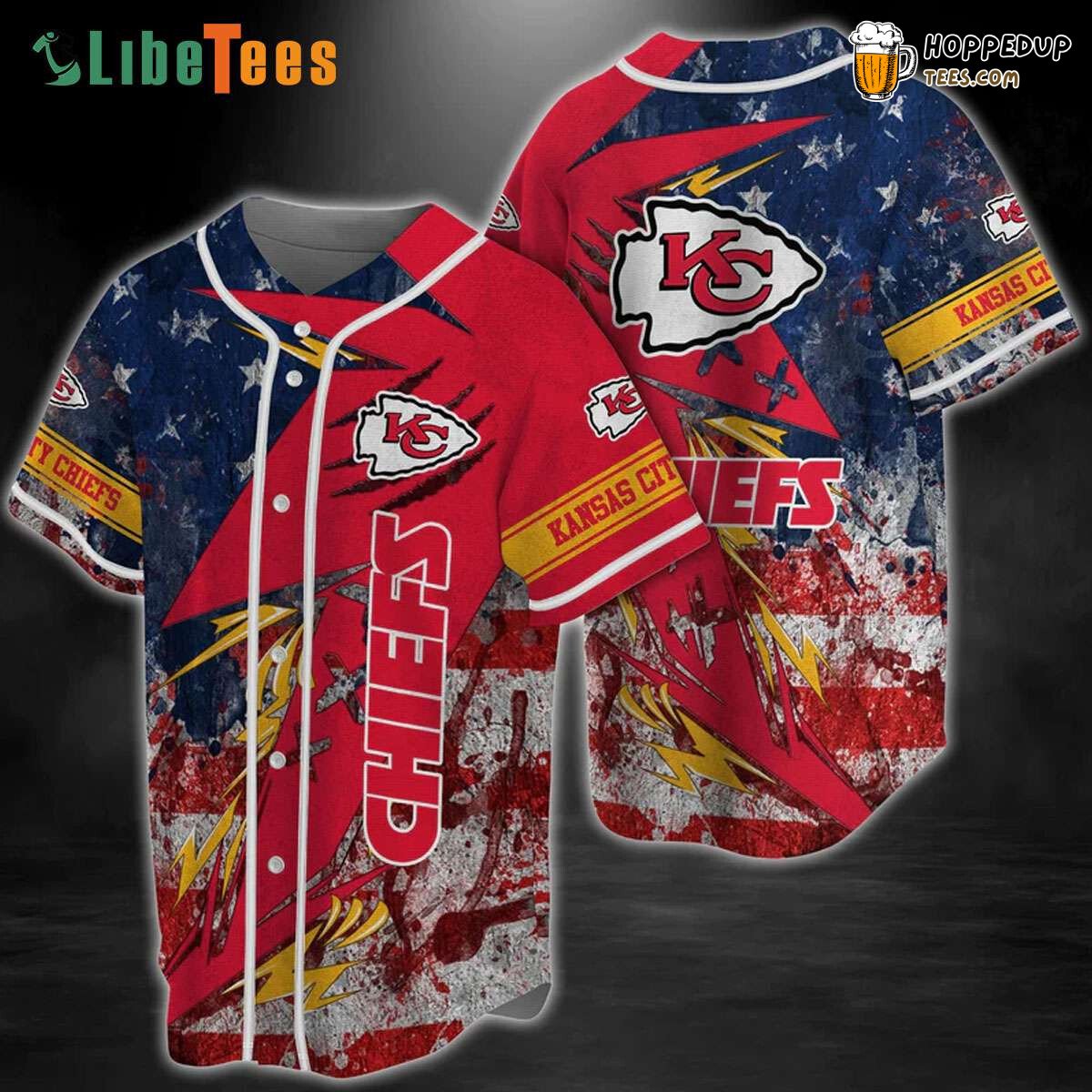 Kansas City Chiefs Patriotic American Flag Baseball Jersey Gift