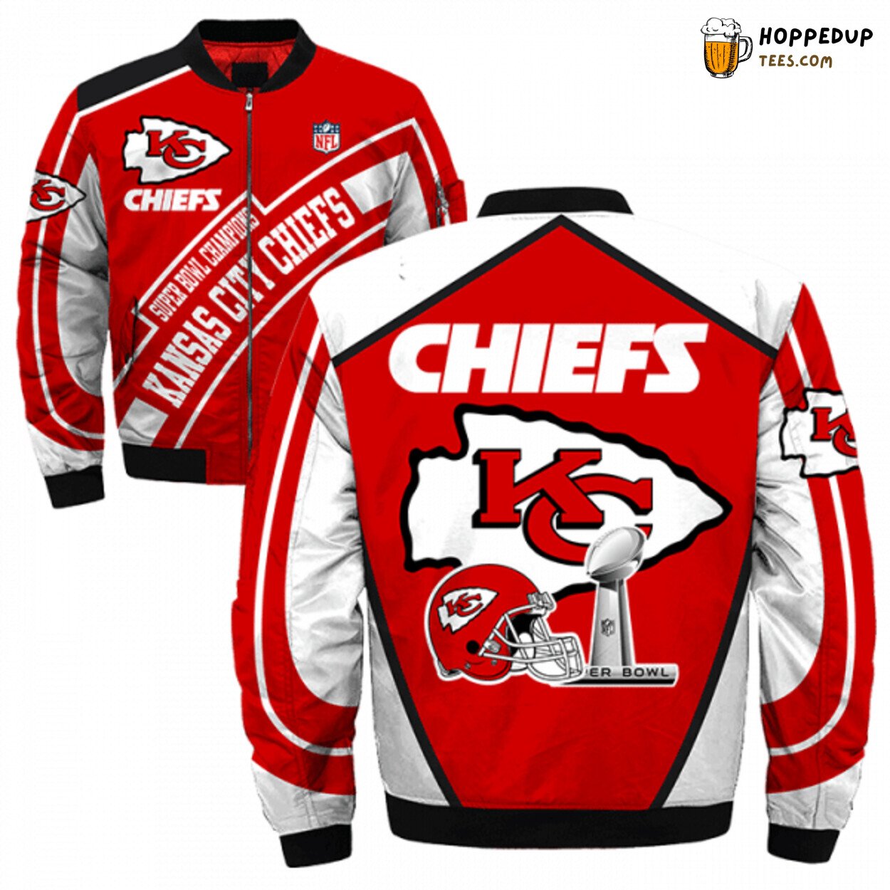 Kansas City Chiefs Premier Bomber Jacket Design Printful 3D