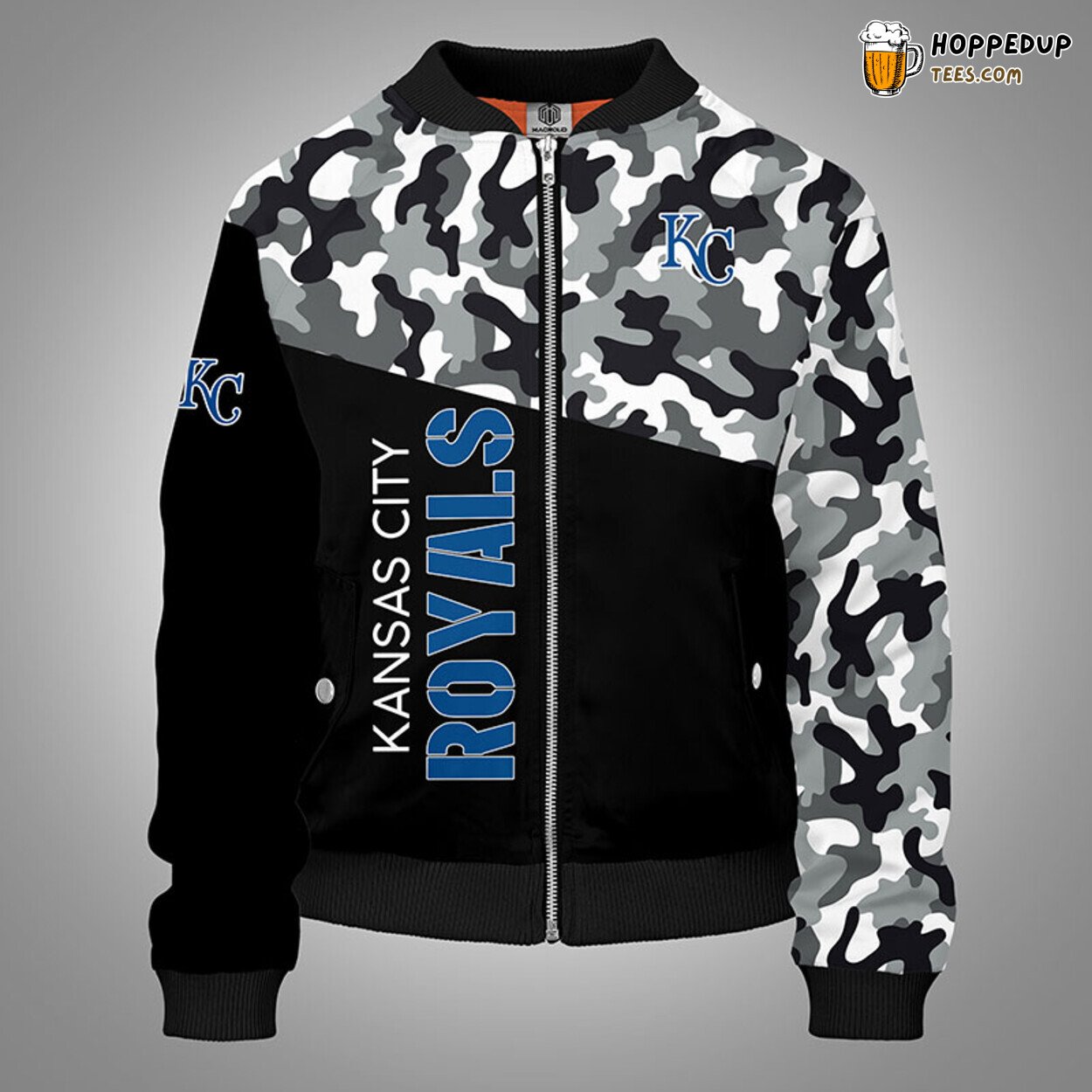 Kansas City Royals MLB Camouflage Blue Unique Bomber Jacket Design