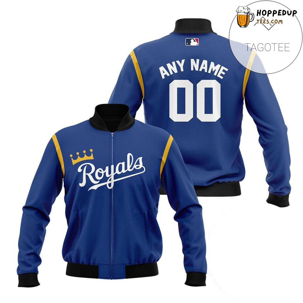 Kansas City Royals Name & Number Custom MLB Blue Bomber Jacket