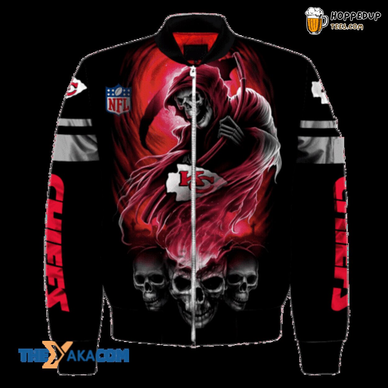 Kansas City Super Bowl Skull Death God Bomber Jacket Champion Surprise