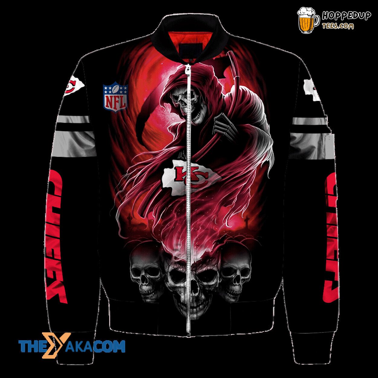 Kansas City Super Bowl Skull Death God Bomber Jacket Champion Treasure