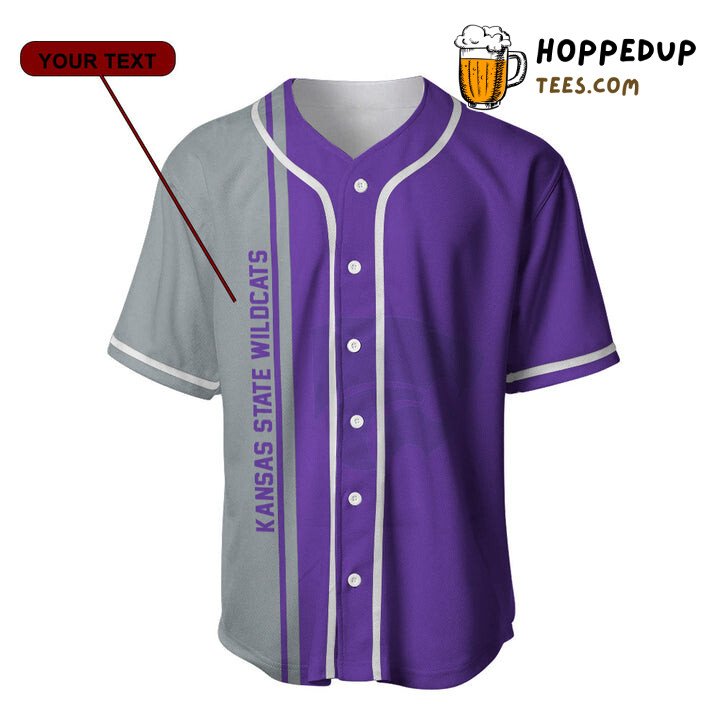 Kansas State Wildcats Personalized Purple Baseball Jersey Unisex Athletic