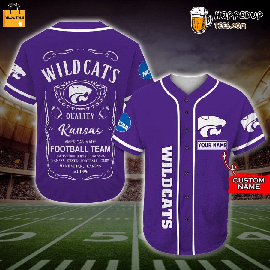 Kansas State Wildcats Purple Custom Baseball Jersey Unisex Sports Fashion Kansas State Wildcats Purple Custom Baseball Jersey Unisex Sports Fashion