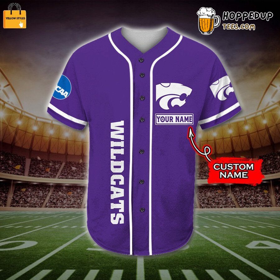 Kansas State Wildcats Purple Custom Baseball Jersey Unisex Sports Fashion