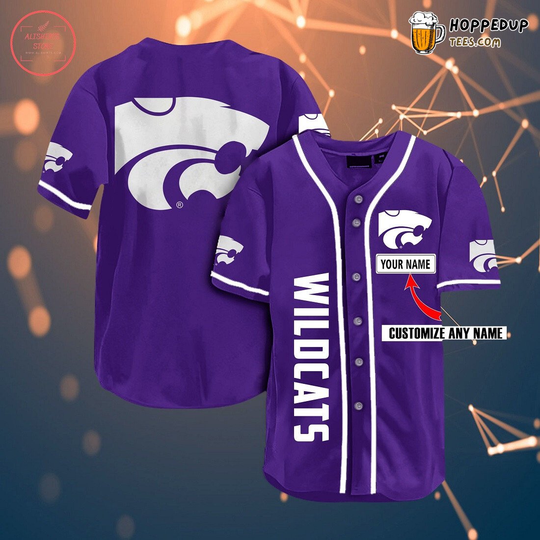 Kansas State Wildcats Purple Custom NCAA Unisex Baseball Jersey Support