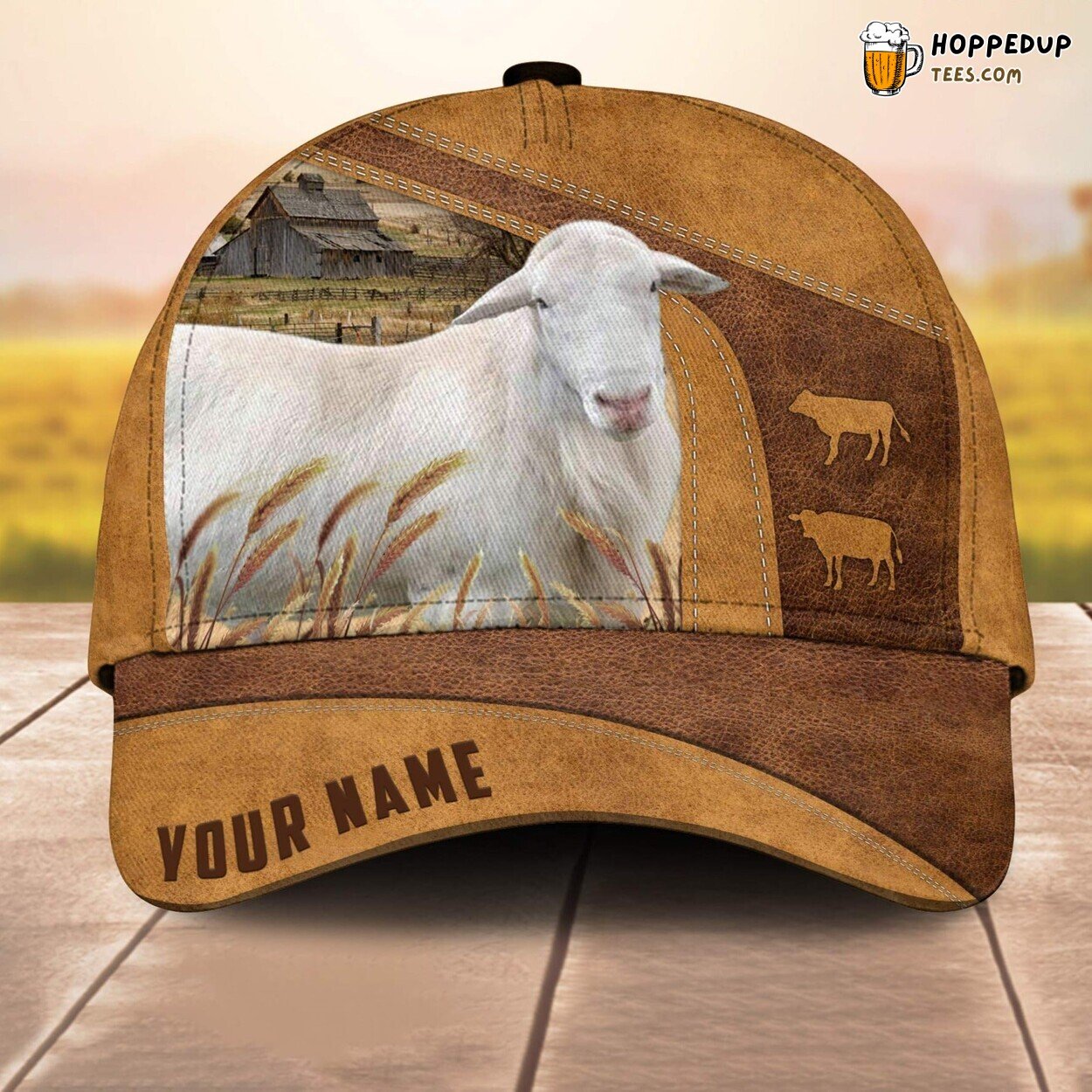 Katahdin Sheep Retro Custom Baseball Cap Farm Lovers 3D Print Animal Leather