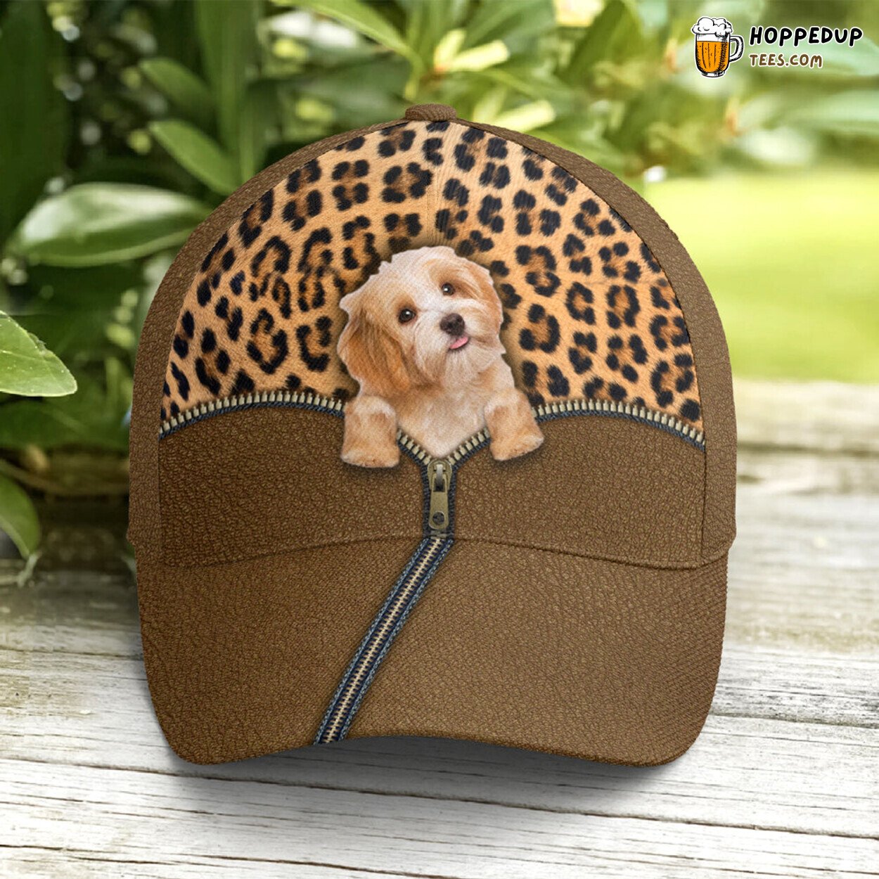 Kawaii Pup Leopard Leather Statement Unique Design Baseball Cap Look