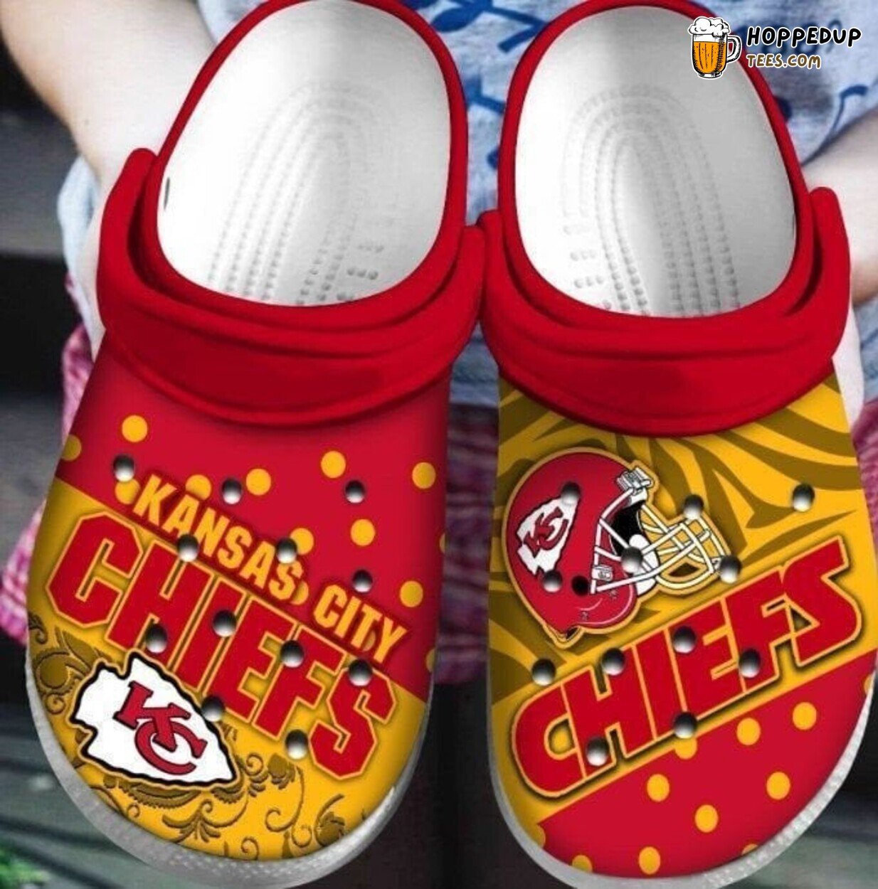 KC Chiefs Teams Comfortable Water Shoes Red Yellow Unique Design Clogs