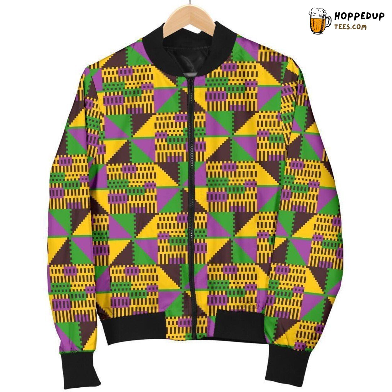 Kente African Pattern Print Men’s Bomber Jacket Unique Design
