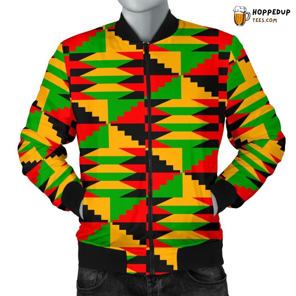 Kente African Tradition Tribute Men’s Bomber Jacket Unique Pattern Showcase