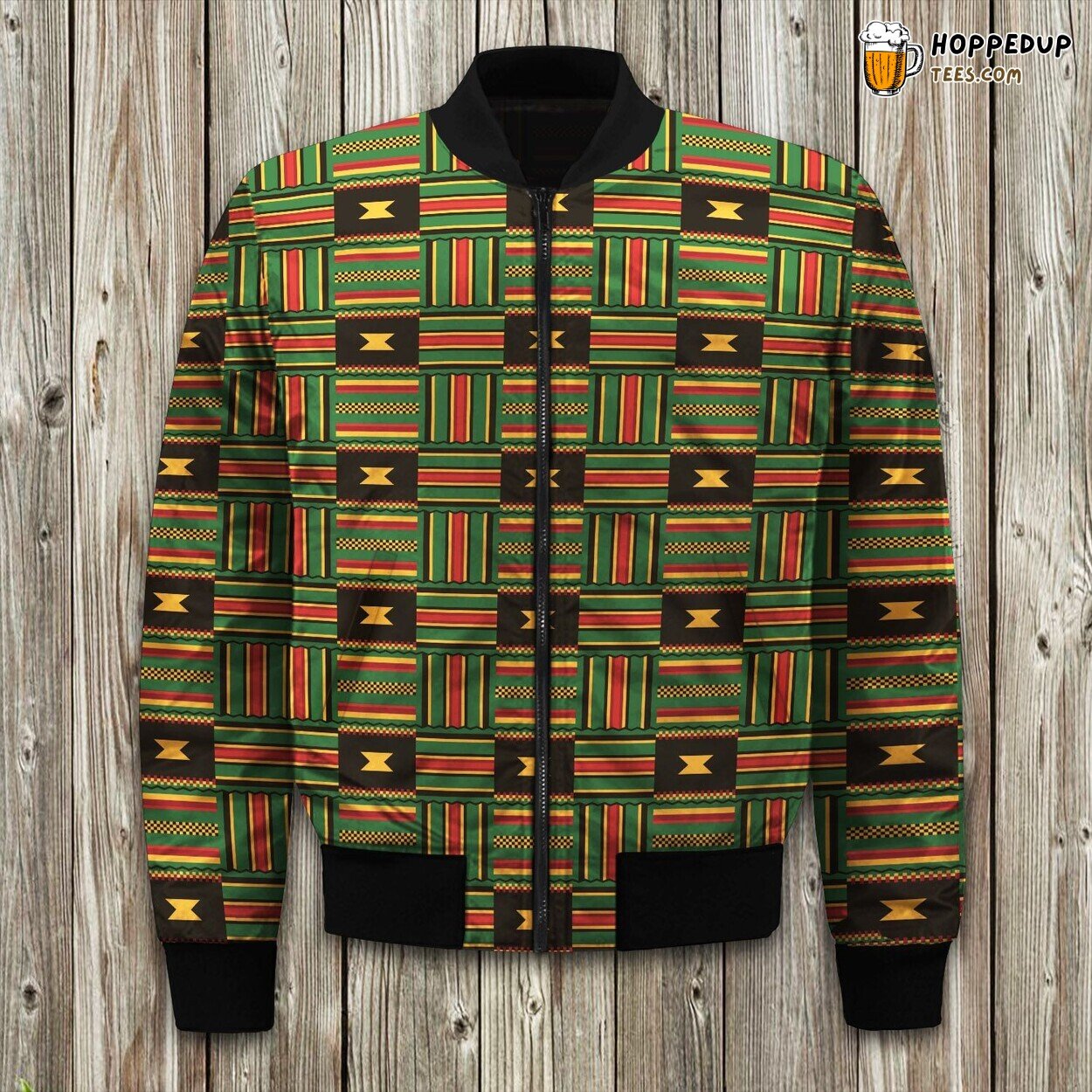 Kente Cloth Ghanaian Pattern Bomber Jacket
