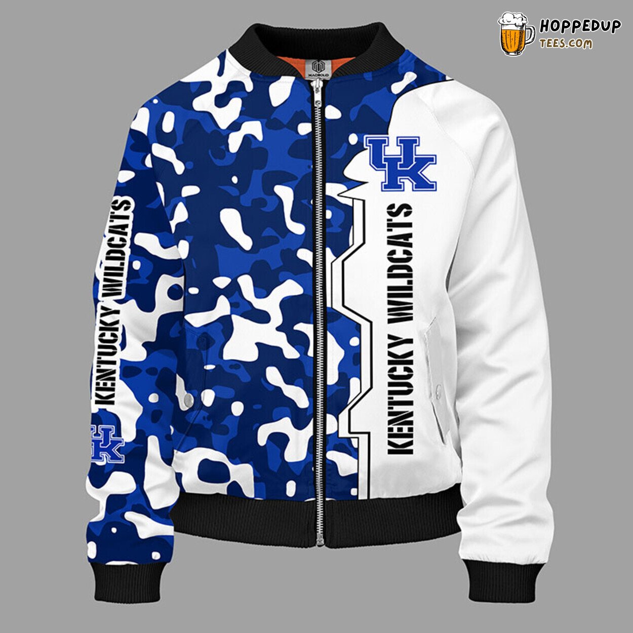 Kentucky Wildcats NCAA Unique Camouflage Blue Bomber Jacket