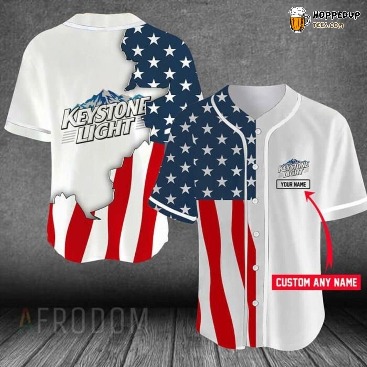Keystone Light Beer US Flag Personalized Fan Baseball Jersey