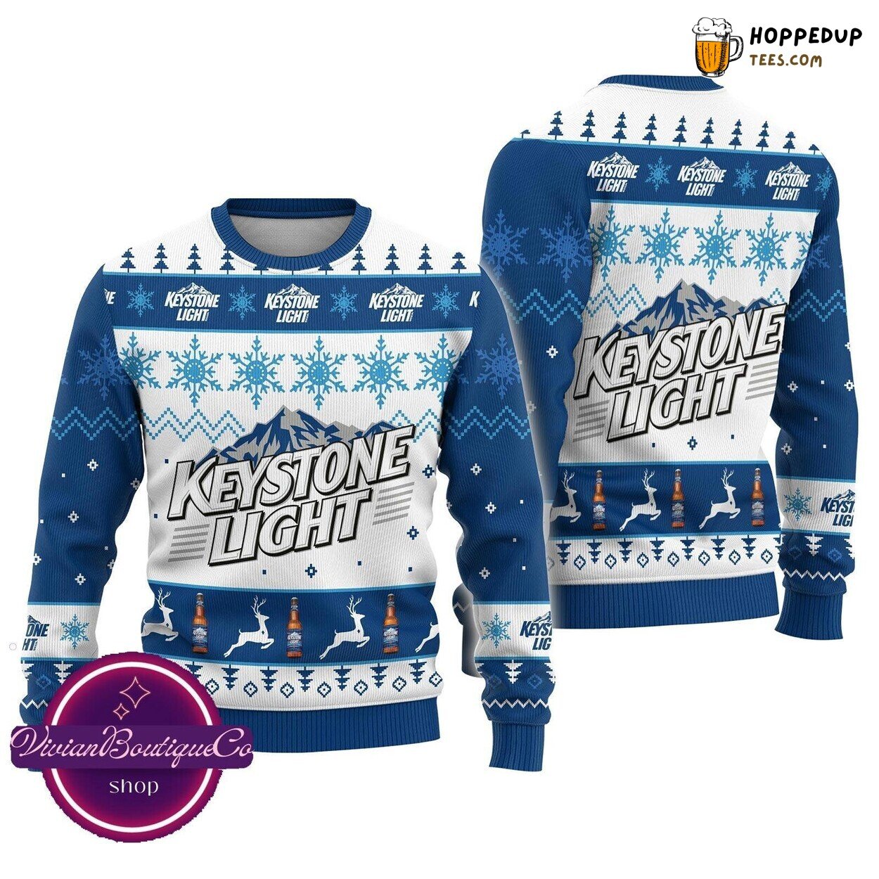 Keystone Light Themed Christmas Novelty Ugly Sweater Festive Season Gift
