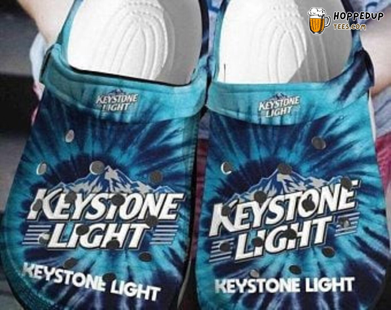 Keystone Light Tie Dye Theme Clogs Shoes Unique Colorful Design