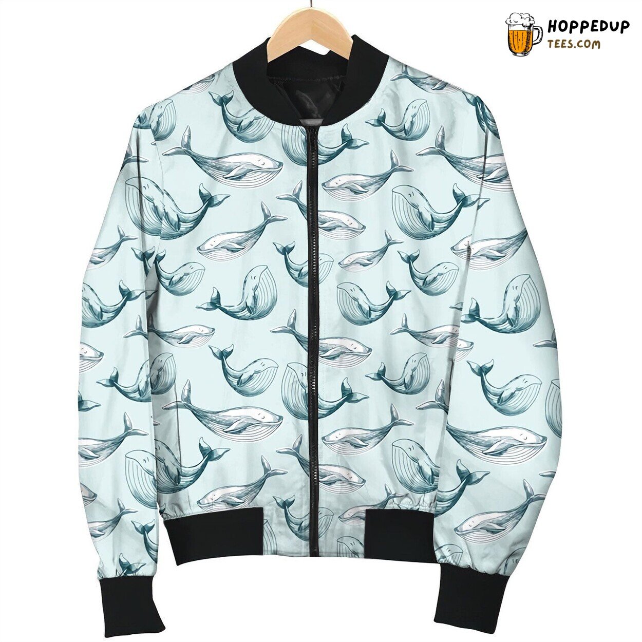 Kids Friendly Whale Winter Bomber Jacket Playful Ocean Design