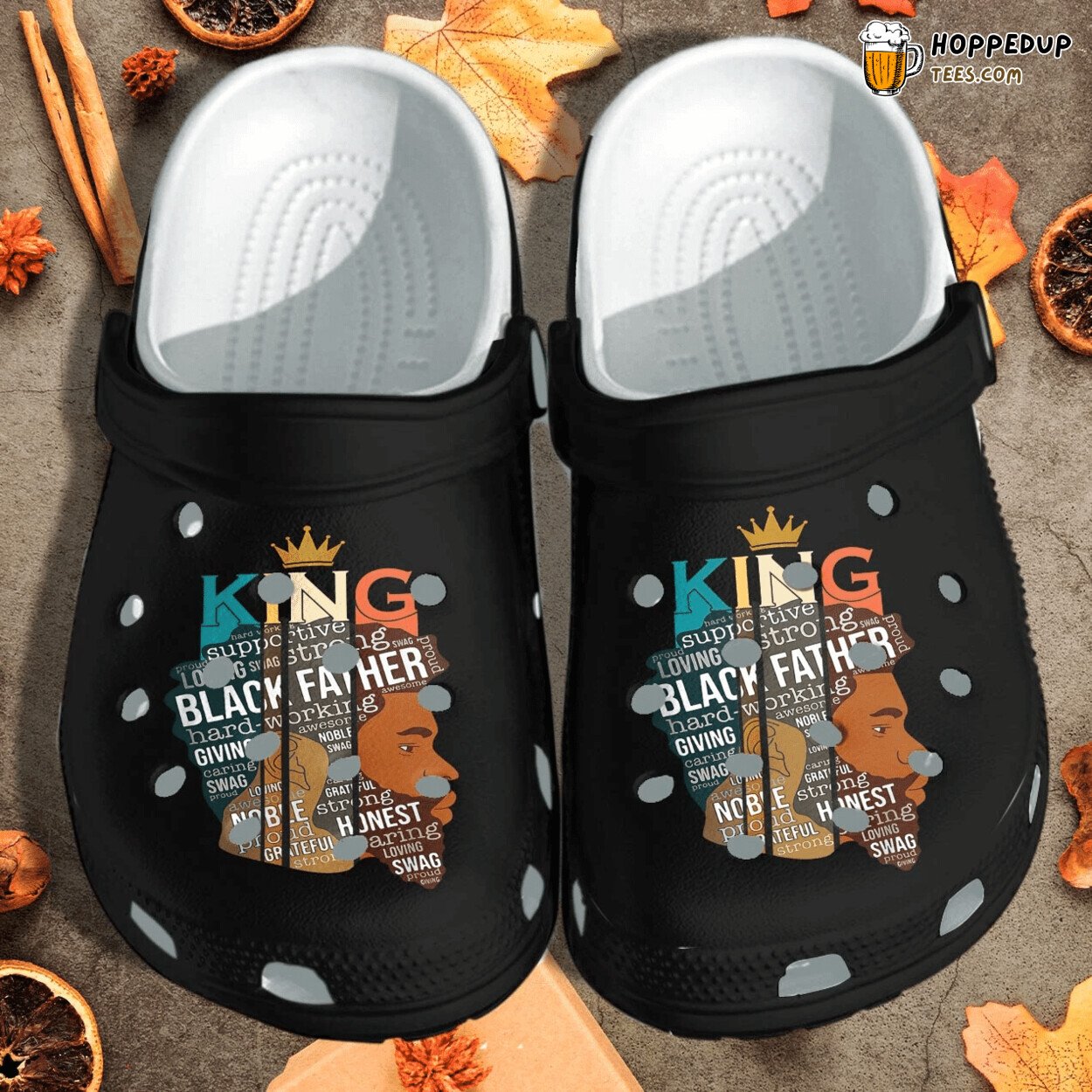King Black Father Themed Comfortable Unique Clogs Shoes Design